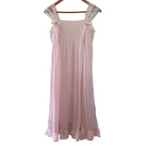 Mistine Fashion Pink Lace and Bow Embellished Night Gown Lingerie Women's One Sz